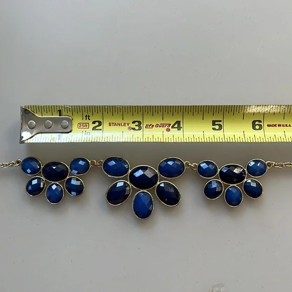 Charming Charlie statement necklace, 2-tones of blue jewels, gol… - Picture 4 of 6